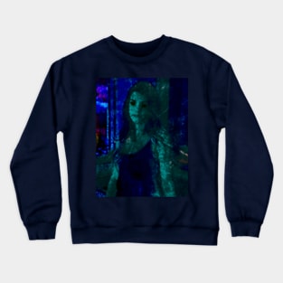 Beautiful girl in blue and green dark tones. Very nice. Crewneck Sweatshirt